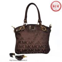 michael kors mk logo signature jacquard groot bruin boekentassen Wholesale Store 7o97t105